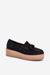 Women's Platform Loafers with Tassels Black Mialani