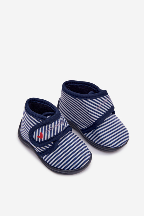 Children's slippers with Velcro striped navy Lavelle