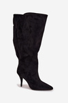 Slip-on Women's Boots with Heel Made of Eco Suede Black Noretta