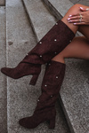 Women's Winter Heeled Boots with Decorative Details Chocolate Lucinda