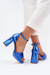 Lacquered Women's Sandals On Heel Blue Marila