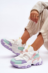 Sneakersy Damskie Skarpetkowe Wsuwane Biało-Fioletowe Keaton BL322P
