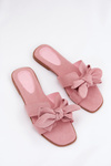 Flat Women's Slippers With Bow Pink Tobin