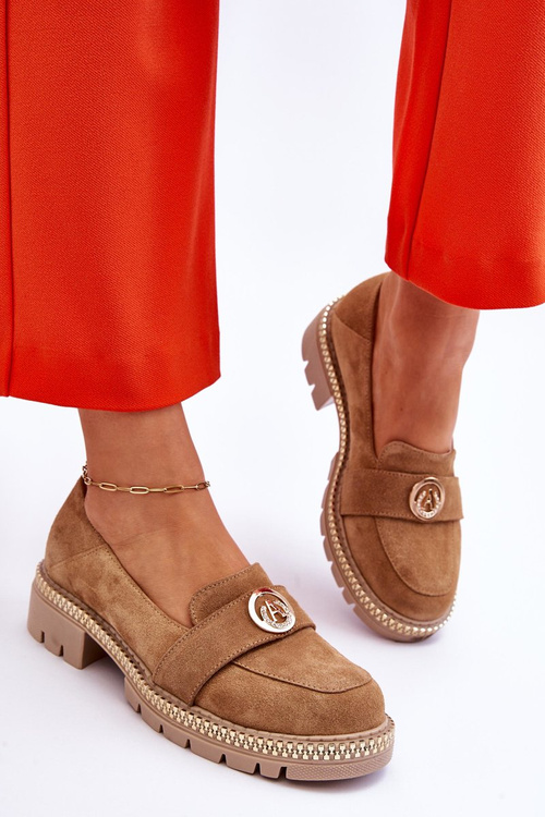 Mokasyny Eleganckie Zamsz Ciemnobeżowe Laverne