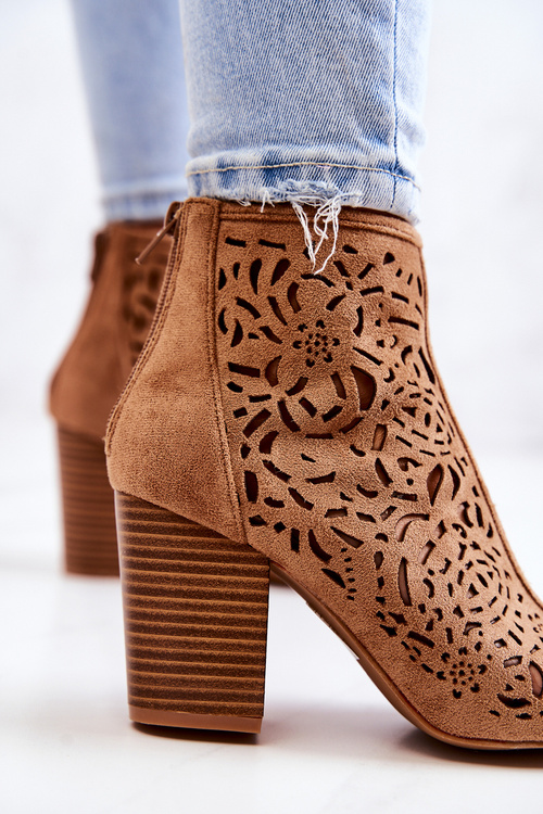 Openwork Boots On A Post Camel Brittany