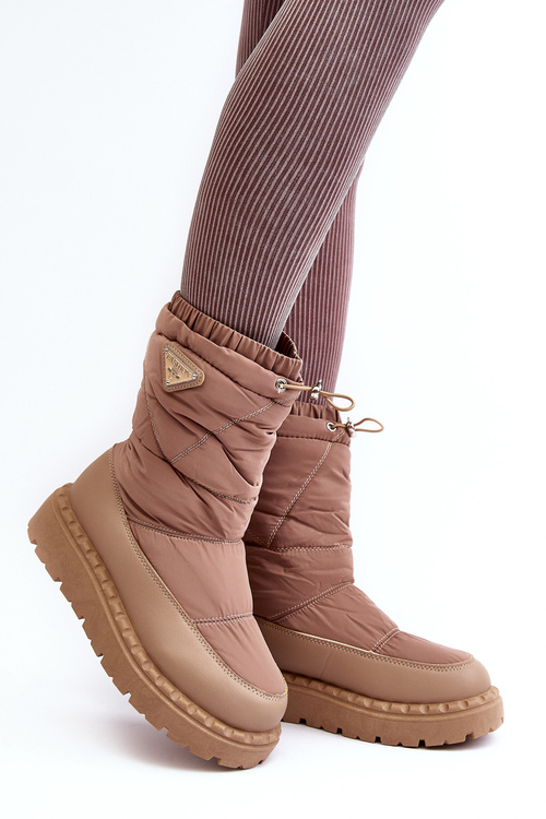 Women's snow boots on thick sole in dark beige Lureta