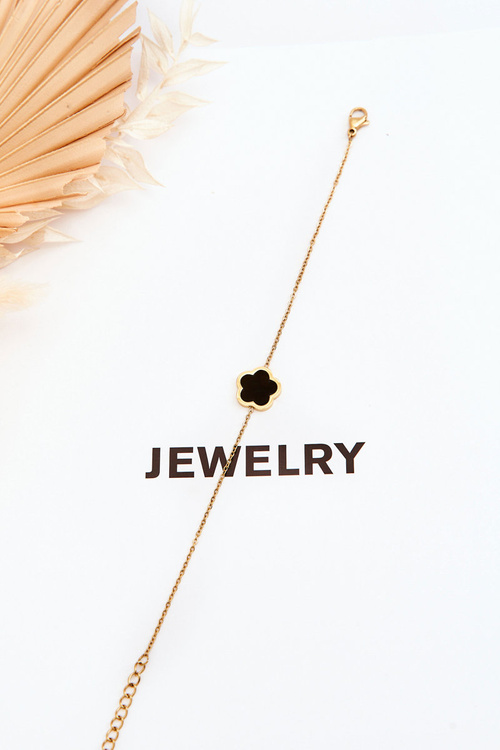 Women's Bracelet With Black Flower Gold