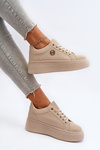 Women's platform sneakers in beige Eshen