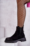 Suede Warm Boots On A Flat Heel Black Salome