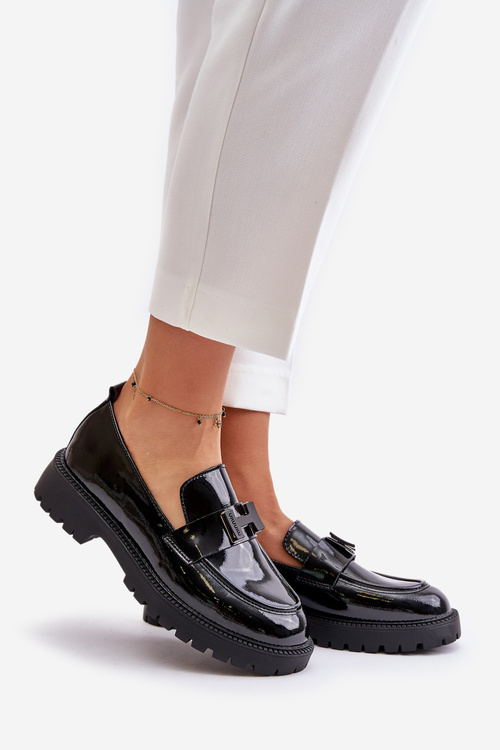 Lacquered Women's Moccasins Vinceza 62187 Black