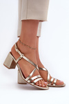Suede Sandals With Low Heel Maciejka 06653-25 Golden