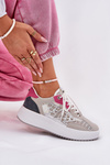 Ladies Sports Shoes With Mesh And Studs Gray Ogalda