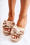Women's Slippers On A Wedge With A Bow Beige Tayla