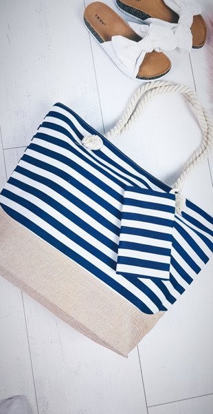 Beach Large Navy Blue Handbag Bag Bag Women's Navy Stripes
