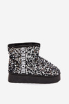 Women's Snow Boots on Platform Decorated with Sequins Black Silver Silmo