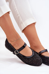 Embellished Women's Ballerinas With Strap And Buckle Black Avirae