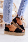 Espadrilles Sandals On The Platform Black Jeannie
