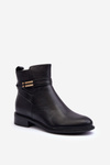 Women's Leather Boots With Straps Black Minks