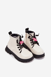 Insulated Kids' Patent Leather Boots with Buckle Bear White Jovellea