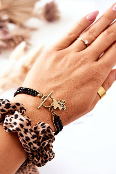 Bracelet Teddy Bear Black and Gold Delilah