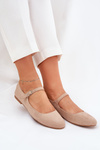 Ballet Flats With Strap Eco Suede Beige Arrivara