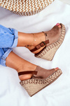 Women's Sandals On Wedge Heel Big Star Beige FF274982