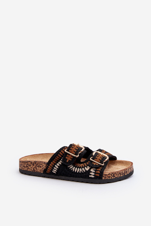 Women's Sandals with Cork Sole Black Fannea