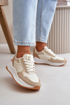 Women's Platform Sneakers Made Of Eco Leather Beige Issatta