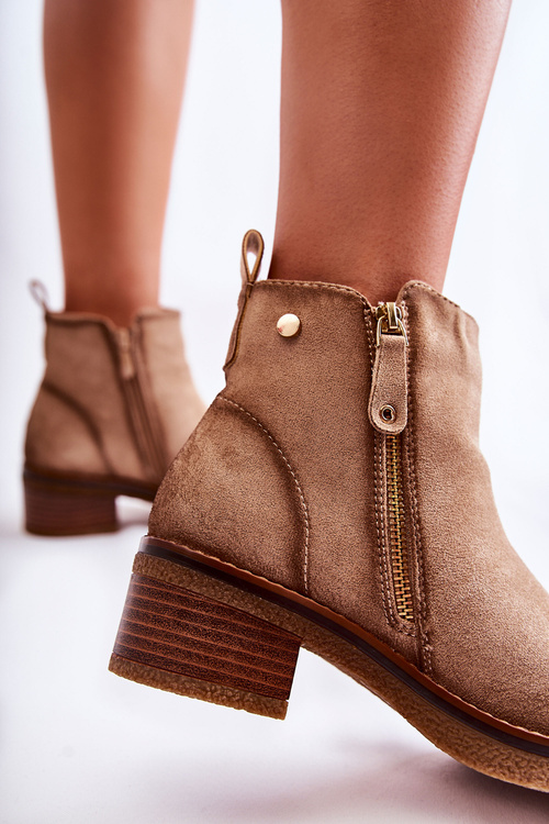 Suede boots on a low post Beige Laurisa