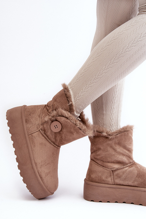 Women's Platform Snow Boots with Faux Fur Beige Wikasem