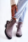 Women's warm boots with a zipper Grey Calvaro