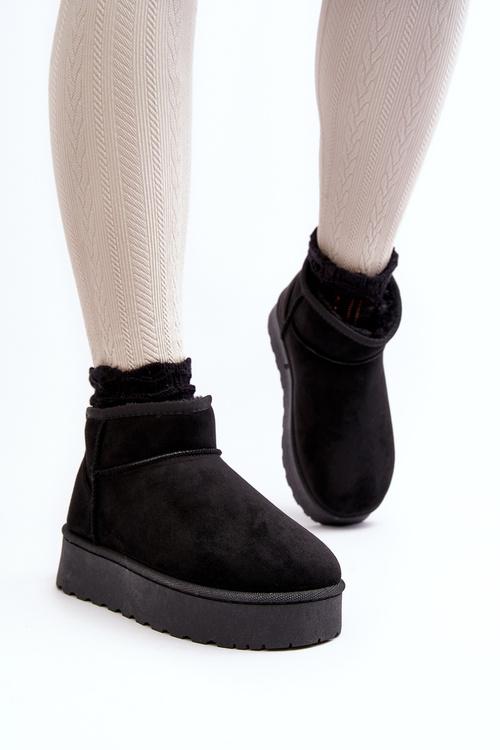 Women's Snow Boots On Platform Lined With Fur Black Xamella