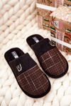 Padded Checked slippers Black and Brown Blase