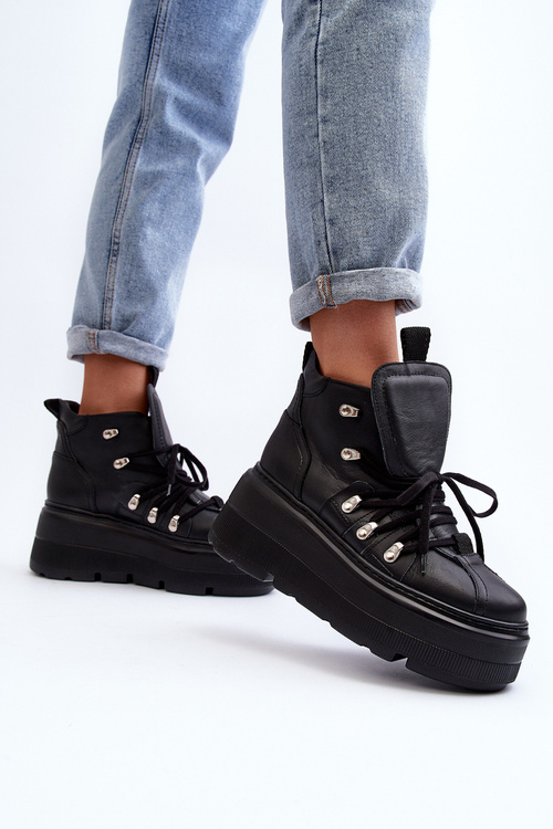 Zazoo 3416 Leather Women's Sports Shoes Black