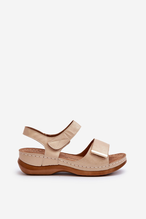 Comfortable Women's Sandals with Velcro Beige Iphiope