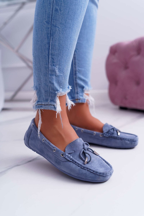 Women's Comfortable Eco-suede Moccasins Blue Memfi
