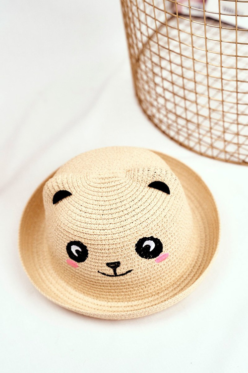 Children's Hat Summer Beach Beige With Panda