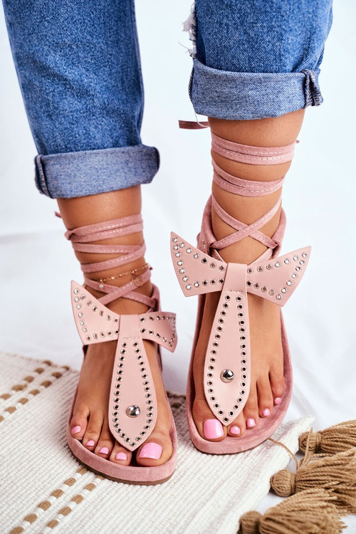 Lu Boo Women's Tiered Sandals Flip Flops Powder Pink Mara