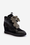 Women's Wedge Sneakers Black Leoppa
