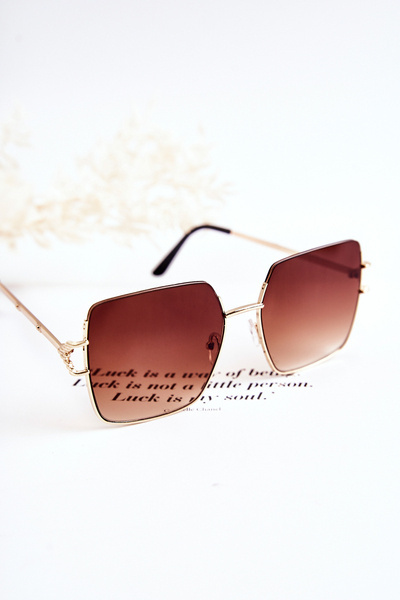 Okulary Przeciwsłoneczne Duże Brązowo-Złote V160020