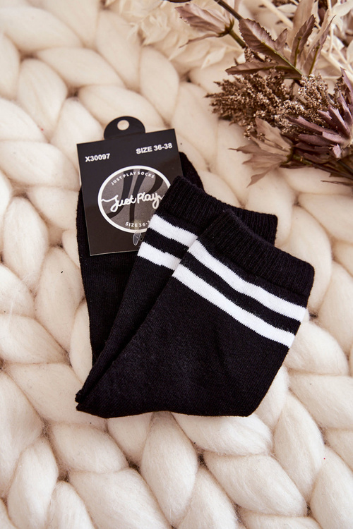 Women's Cotton Sports Socks With Stripes Black
