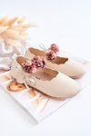 Children's Ballerinas With Velcro Flowers Light Beige Caitlin
