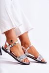 Women's Sandals On Flat Heels With Studs Silver Francesca