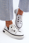 White Leather Women's Lacquered Sneakers D&A LR535