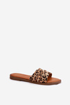 Damskie Klapki W Panterkę Płaskie Z Wycięciami Brązowe Teterre