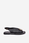 Flat Elegant Sandals With Decoration Black Iseliria