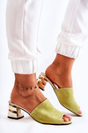 Women's Suede Slippers On Heel Green Perry