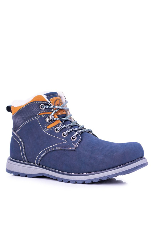 Insulated Navy Blue Men's Trekking Boots With Fleece Nuss