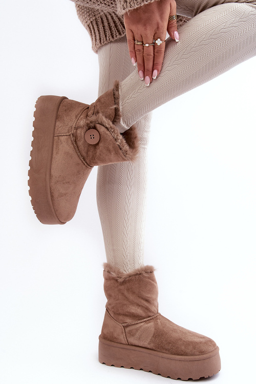 Women's Platform Snow Boots with Faux Fur Beige Wikasem