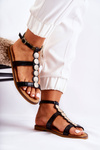 Women's Sandals With A Decorative Belt Black Seila